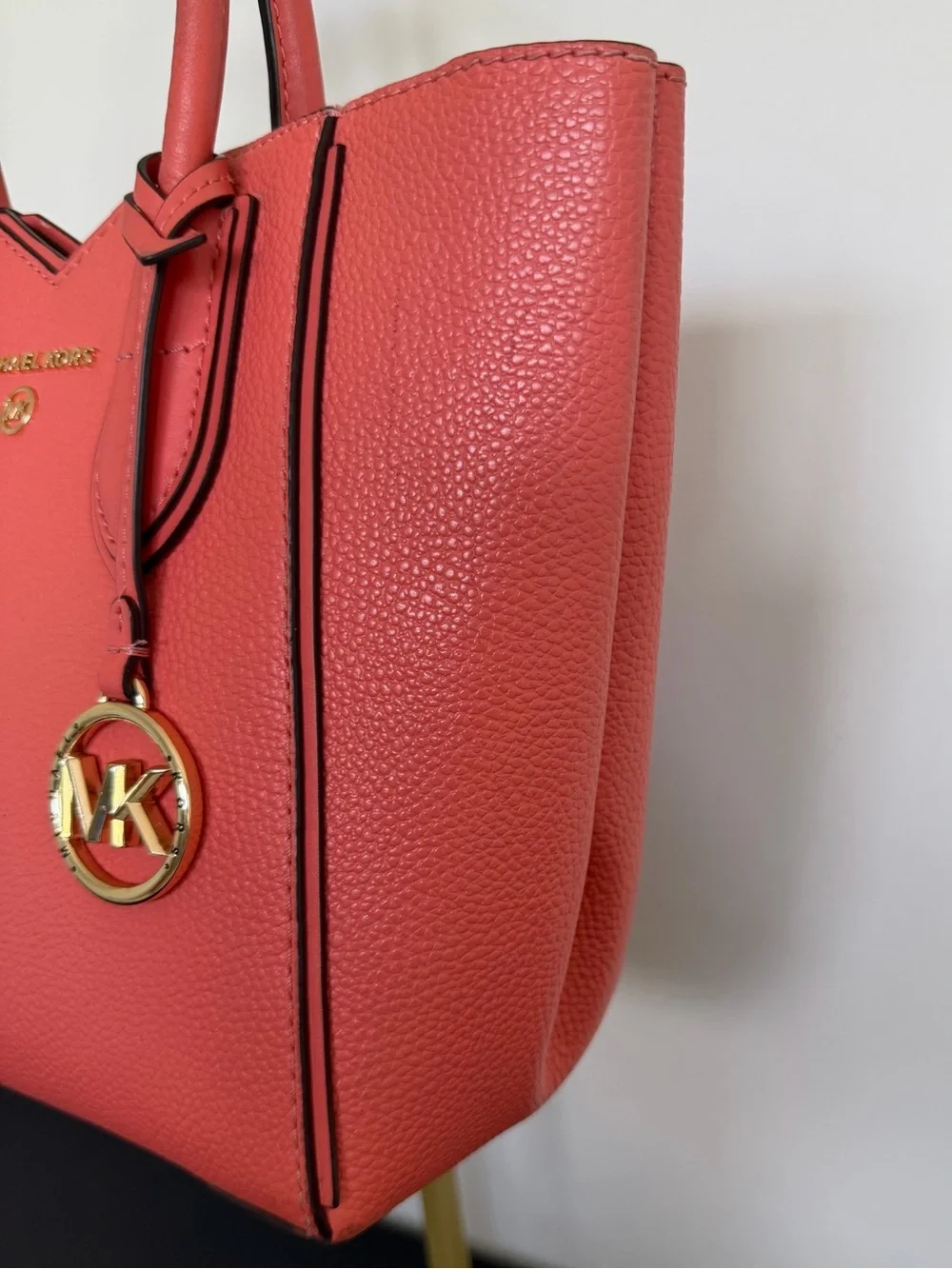 Michael Kors Coral Pebbled Leather Small Satchel Crossbody